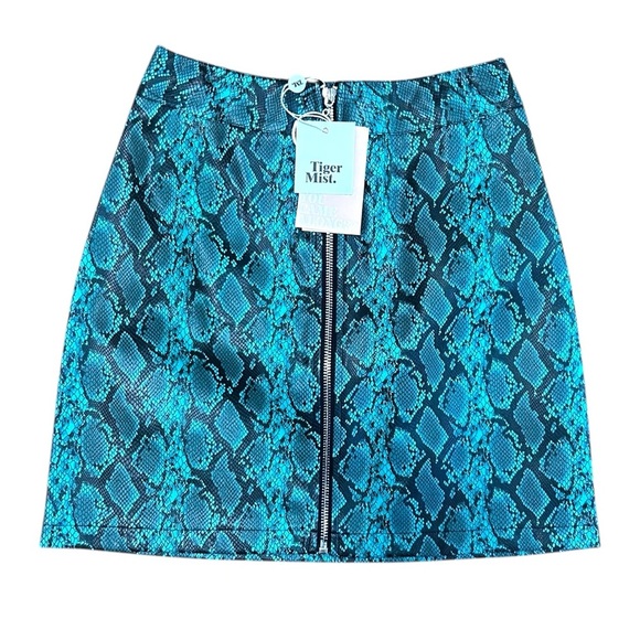 Tiger Mist Faux Snakeskin Mini Skirt Size XS NEW Blue Snake - Picture 3 of 8